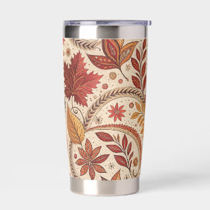 ORANGE RED FALL AUTUMN LEAVES & FLOURISHES INSULATED TUMBLER