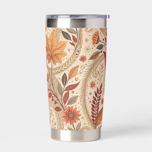 ORANGE RED FALL AUTUMN LEAVES & FLOURISHES INSULATED TUMBLER