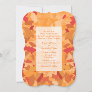 Orange Red Fall Leaves Wedding Invitation