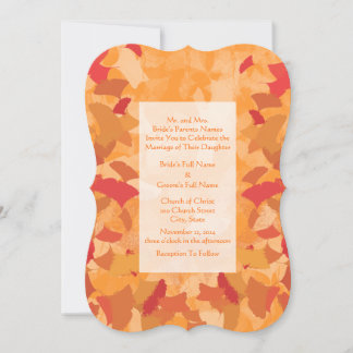 Orange Red Fall Leaves Wedding Invitation