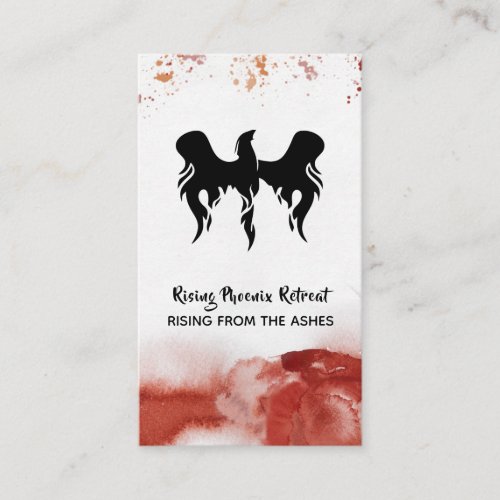   Orange Red Feathers Black Phoenix Flame Business Card