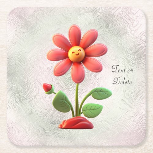 Orange Red Flower Paper Coaster