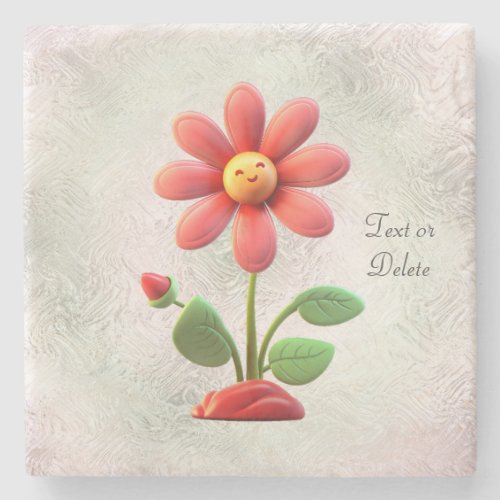 Orange Red Flower Stone Coaster