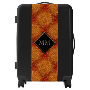 ORANGE RED Glitter MONOGRAM Luggage