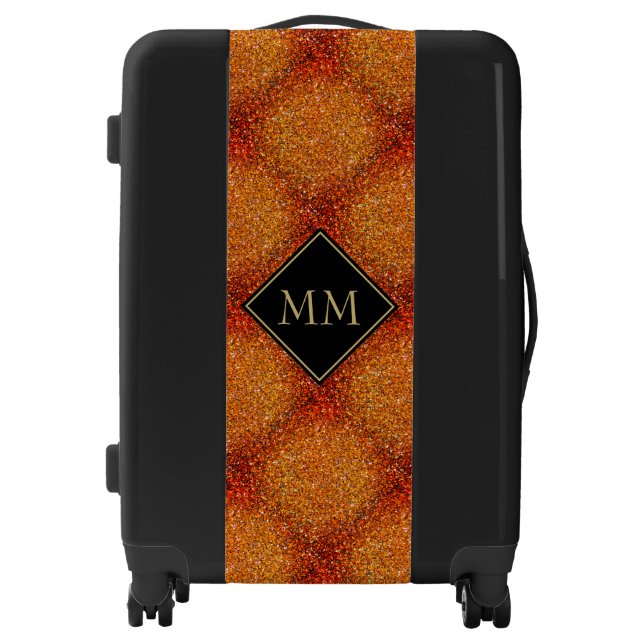 ORANGE RED Glitter MONOGRAM Luggage (Front)