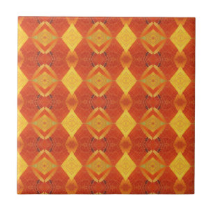 Orange red gold geometric mosaic design kitty voic ceramic tile