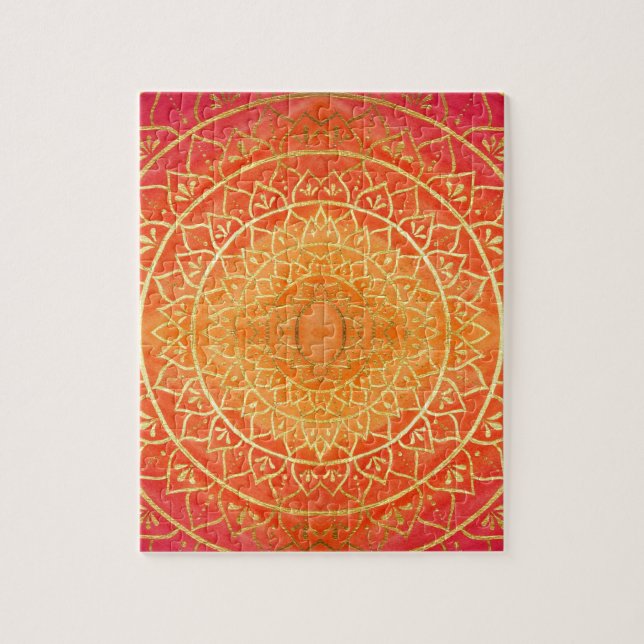 Orange Red Gold Mandala Jigsaw Puzzle (Vertical)