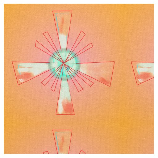 Orange/ Red/ Green/ Geometric Patterned>  Fabric