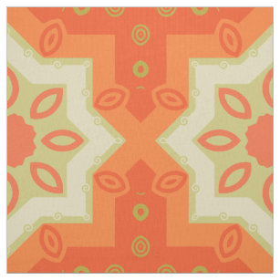 Orange Red Green Modern Ethnic Moroccan Pattern Fabric