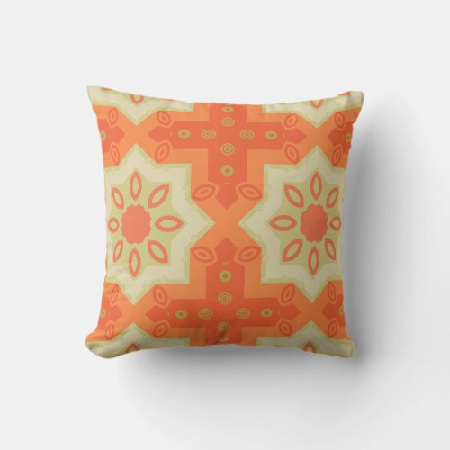 Orange Red Green Modern Ethnic Moroccan Pattern Outdoor Pillow