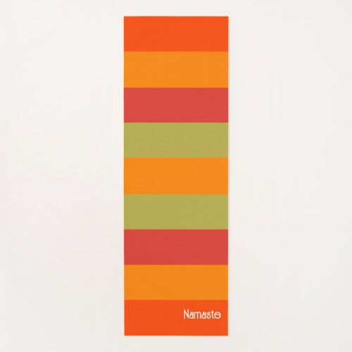 Orange Red Green Striped Personalized Yoga Mat