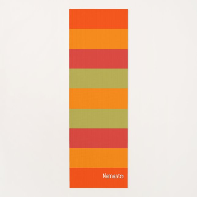 Orange Red Green Striped Personalized Yoga Mat (Front)