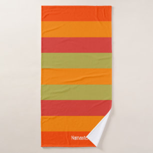 Orange Red Green Striped Personalized Yoga Mat Bath Towel