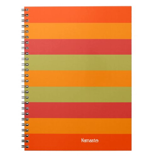 Orange Red Green Striped Personalized Yoga Mat Notebook