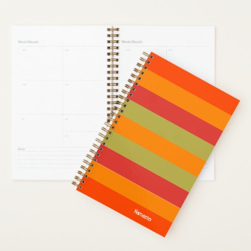 Orange Red Green Striped Personalized Yoga Mat Planner