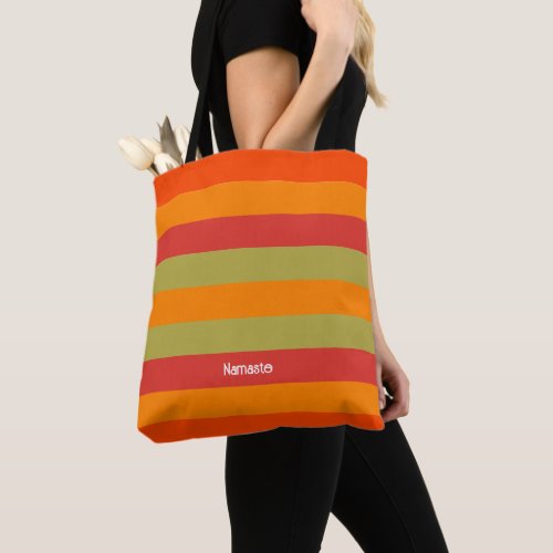 Orange Red Green Striped Personalized Yoga Mat Tote Bag