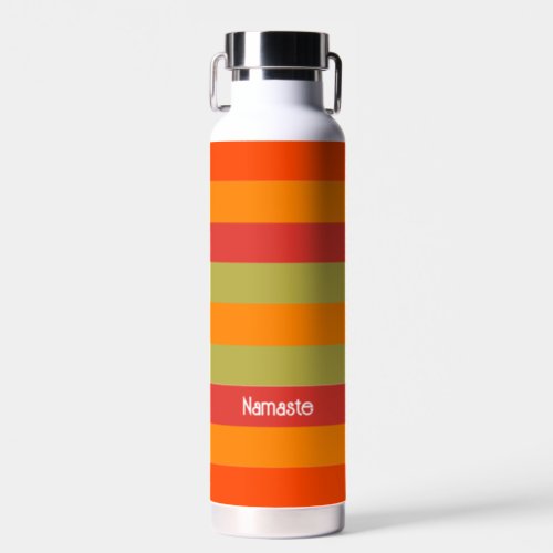 Orange Red Green Striped Personalized Yoga Mat Water Bottle