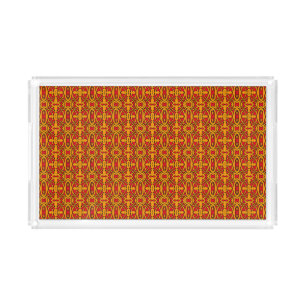 Orange & Red Hand Drawn Pattern Acrylic Tray