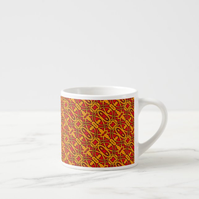 Orange & Red Hand Drawn Pattern Espresso Cup (Right)