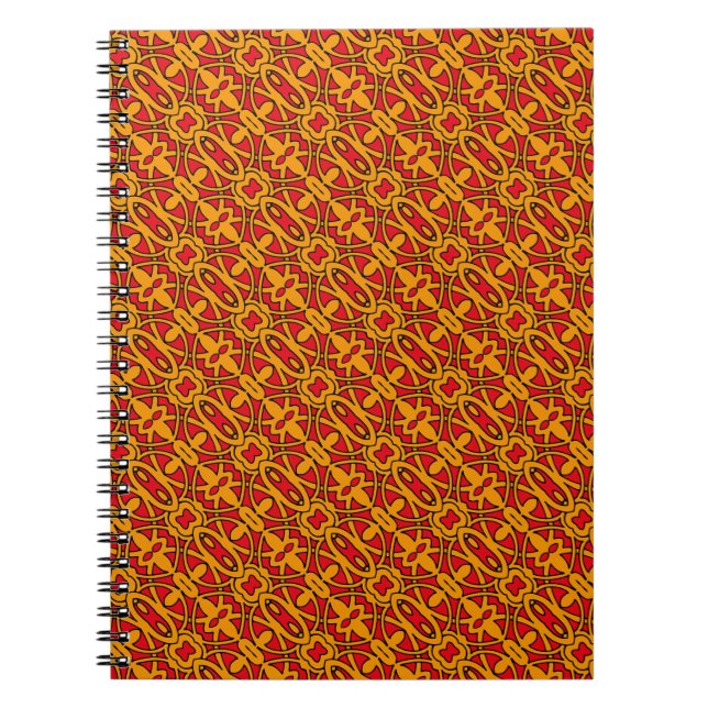 Orange & Red Hand Drawn Pattern Notebook (Front)