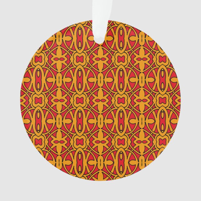 Orange & Red Hand Drawn Pattern Ornament (Front)