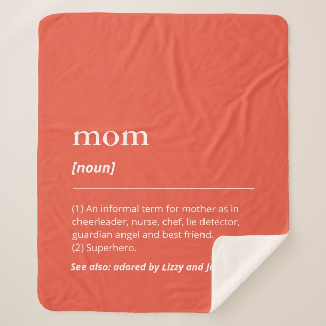Orange red humorous mom definition kids names sherpa blanket (Front)