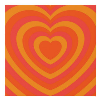 Orange Red Hypnotic Heart Love Pattern Faux Canvas Print