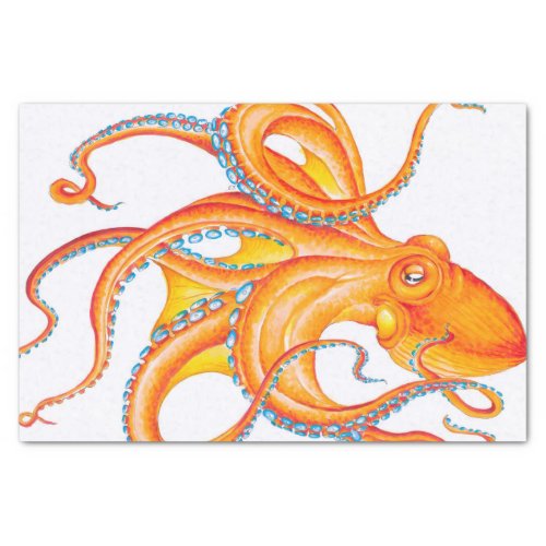 Orange Red Kraken Octopus Ink Art Dance Tissue Paper