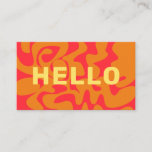 Orange Red Lemon Yellow Groovy Waves HELLO Business Card