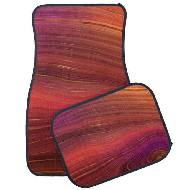 Orange & Red Marble Car Floor Mats (Set)