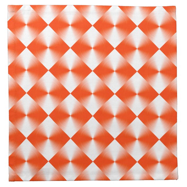 Orange Red Modern Plaid Pattern Cloth Napkin (Front)