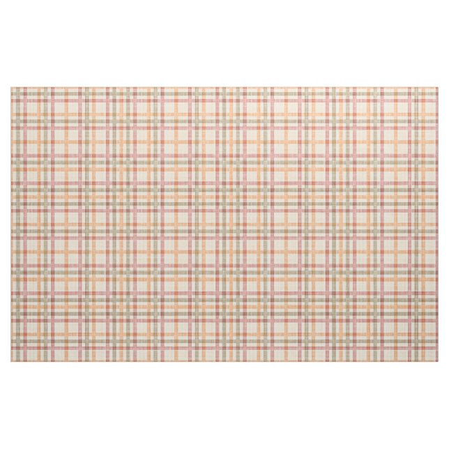 Orange Red Olive Green Tartan Squares Pattern Fabric (Fat Quarter)