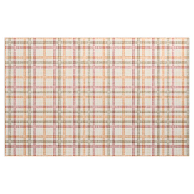 Orange Red Olive Green Tartan Squares Pattern Fabric (Fat Quarter)