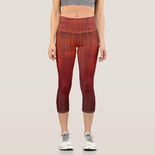 Orange Red ombre striped rustic Capri Leggings