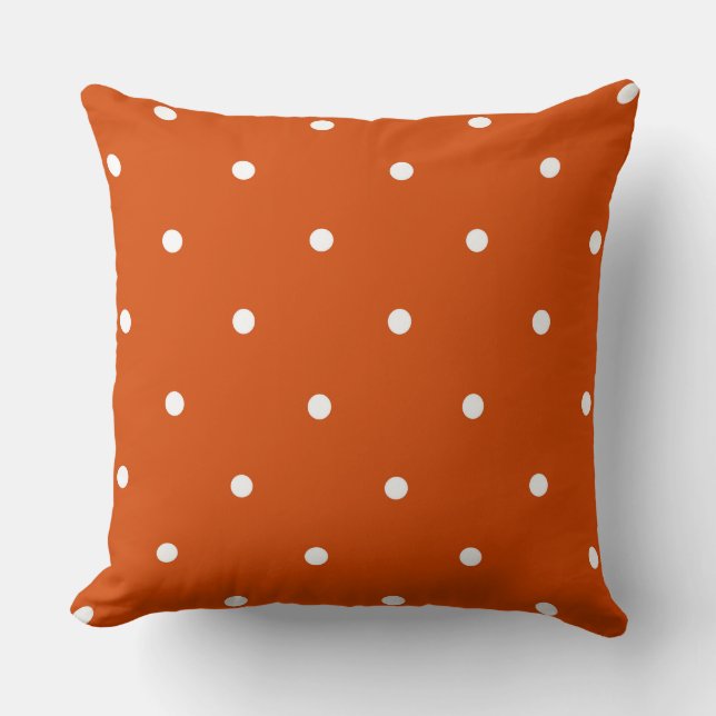 Orange - red orange and white dots throw pillow (Front)