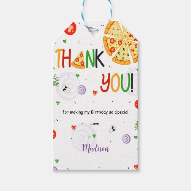 Orange & Red Pizza Gift Tags (Front)