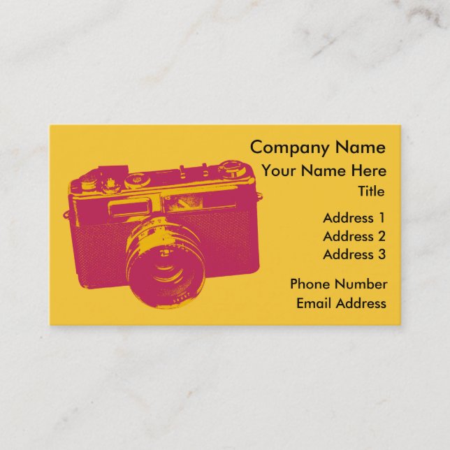 Orange & Red Pop Art Camera Business Card (Front)