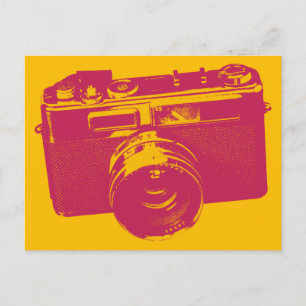 Orange & Red Pop Art Camera Postcard