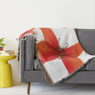 Orange Red Poppy Butterflies with Your Name Throw Blanket