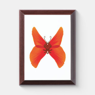 Orange Red Poppy Butterfly with Your Name Award Plaque