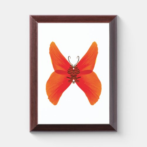 Orange Red Poppy Butterfly with Your Name Award Plaque