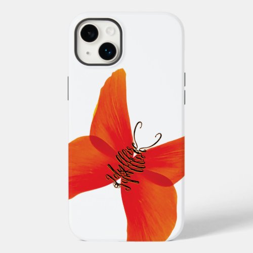 Orange Red Poppy Butterfly with Your Name Case_Mate iPhone 14 Plus Case