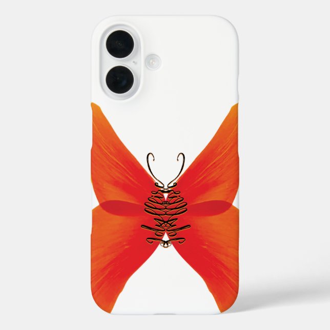 Orange Red Poppy Butterfly with Your Name Case-Mate iPhone Case (Back)