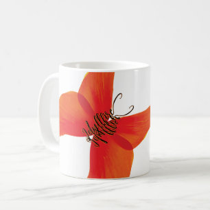 Orange Red Poppy Butterfly with Your Name Coffee Mug