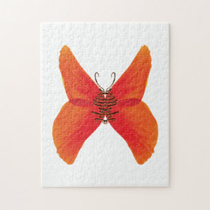 Orange Red Poppy Butterfly with Your Name Jigsaw Puzzle
