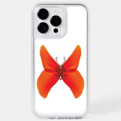 Orange Red Poppy Butterfly with Your Name OtterBox iPhone 14 Pro Max Case
