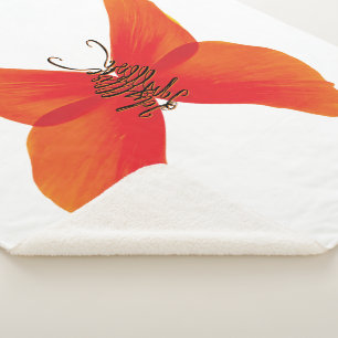 Orange Red Poppy Butterfly with Your Name Sherpa Blanket