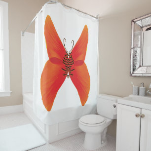 Orange Red Poppy Butterfly with Your Name Shower Curtain
