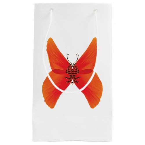 Orange Red Poppy Butterfly with Your Name Small Gift Bag