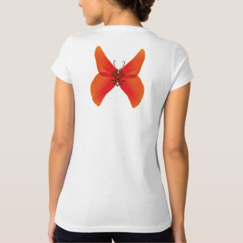 Orange Red Poppy Butterfly with Your Name T_Shirt